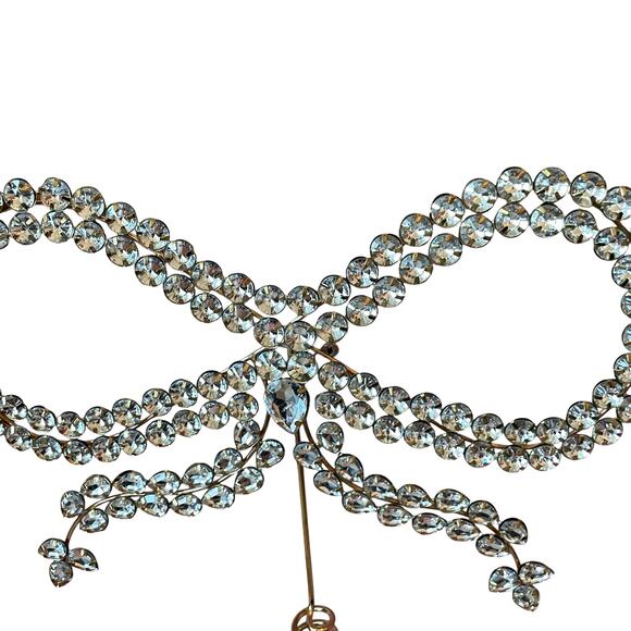 Gold Rhinestone Bow Tree Topper 12" Glam Christmas Decor Cupcakes & Cashmere New - Picture 6 of 8